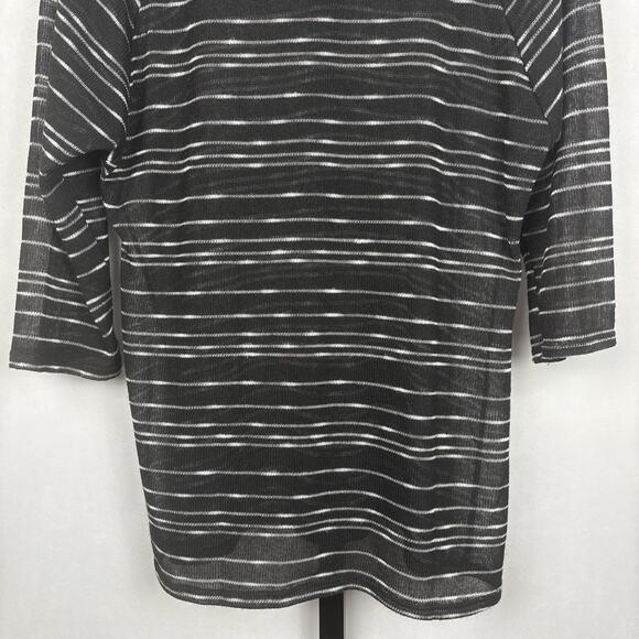 Tina Stephens Lightweight Sheer Sweater Womens Large Black White Stripes Classic - Picture 6 of 8